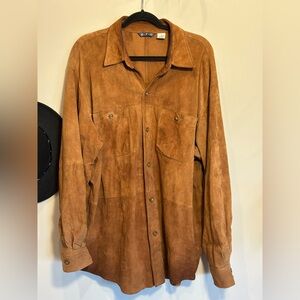 Men's Suede Shirt Jacket - Brown
